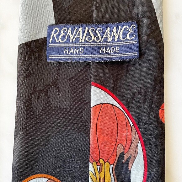 Basketball Players 45 41 Neck Tie - Renaissance Hand Made - Black Red Grey Brown - Picture 6 of 7